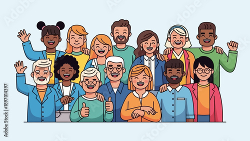 Diverse Group of Happy People Standing Together.