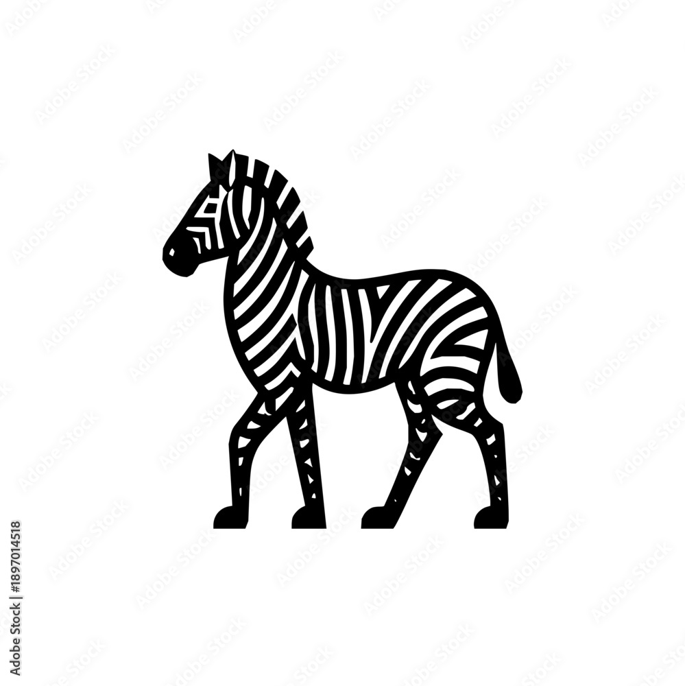 Obraz premium Stylized zebra standing with black and white stripes in a simple vector illustration design image art