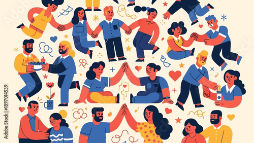 Diverse People Connecting and Showing Affection.