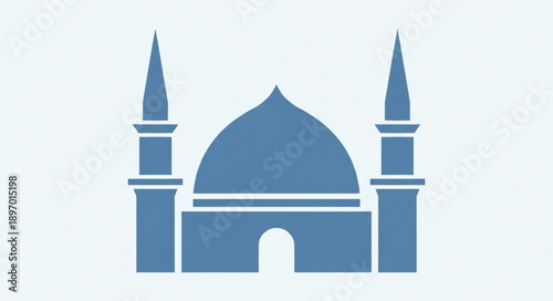 Blue Mosque Icon With Minarets And Dome.