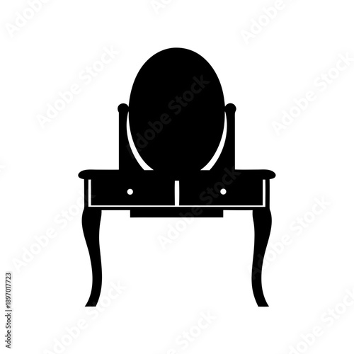 Modern dressing table with mirror in flat design vector illustration