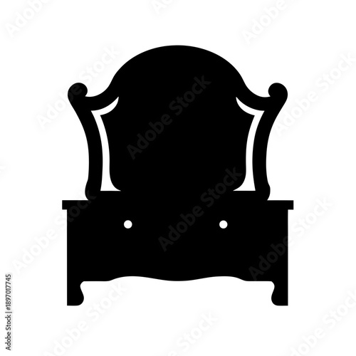 Vintage Dressing Table with Ornate Details Flat Design Vector Illustration