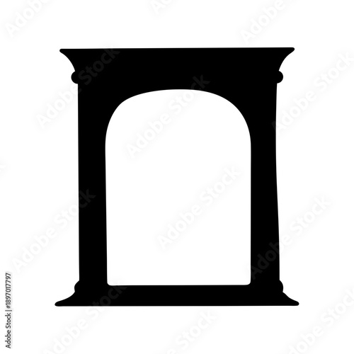 Modern Electric Fireplace Silhouette with Archway, Flat Design Vector Illustration