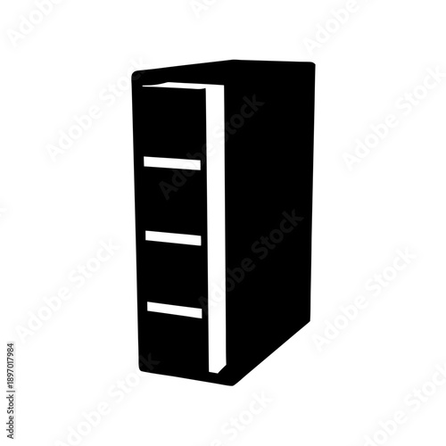 Black filing cabinet with drawers in flat design vector illustration