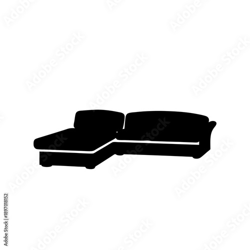 Modern black sectional sofa flat design vector illustration scalable graphic