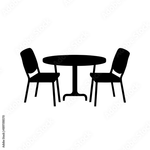 Outdoor Dining Set with Table and Chairs Flat Design vector illustration