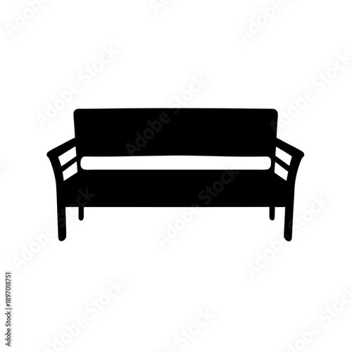 Modern Outdoor Sofa Silhouette on White Background vector illustration