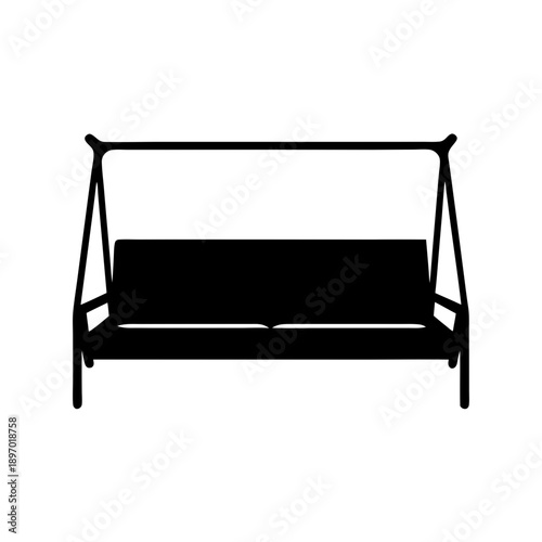 Modern outdoor sofa swing silhouette vector illustration