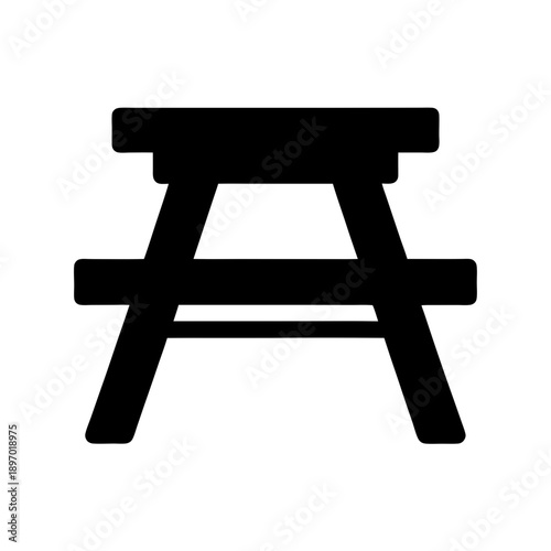 Picnic Table Silhouette Flat Design Vector Illustration