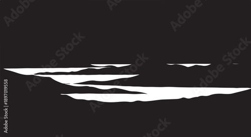 Abstract White Shapes on Black Background Minimalist Art Design