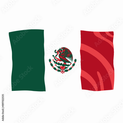 Vibrant Tricolor Flag with Central Emblem Featuring an Eagle Perched on a Cactus, Highlighting National Symbolism and Pride of the Nation