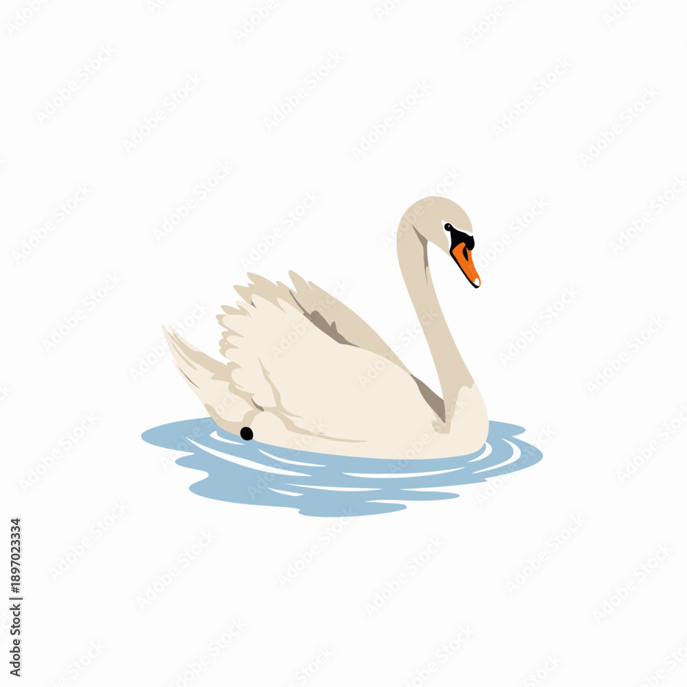 Fototapeta premium Graceful Swan Gliding on Calm Waters Capturing Epitome of Elegance and Serenity Against Minimalist Backdrop
