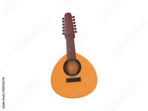 Mandolin musical instrument icon 3d render illustration