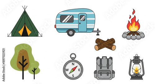 Camping equipment and accessories collection for outdoor adventures.