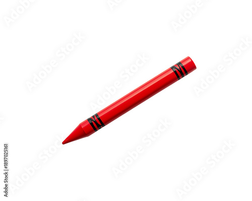 Single Red Crayon on Transparent Background