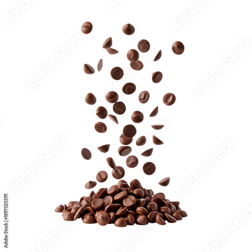 Chocolate Chips Falling from Pile