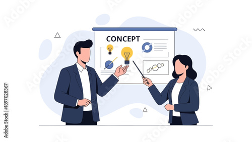 Business meeting with presentation, concept idea, teamwork, strategy, and planning