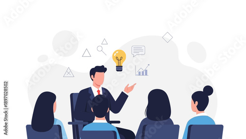 Business meeting, presentation, training, brainstorming, idea, teamwork, strategy, education