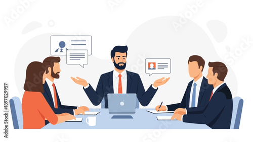 Business Meeting: Team Collaboration and Discussion in Office