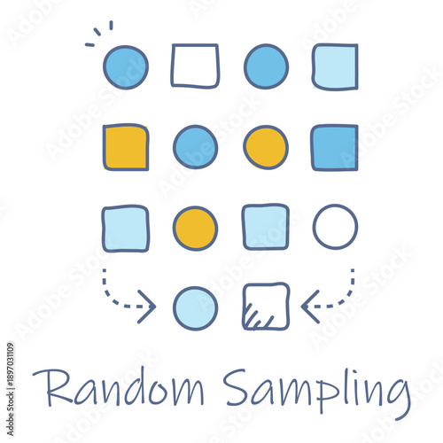 Hand Drawn Random Sampling Icon For Statistical Data Analysis