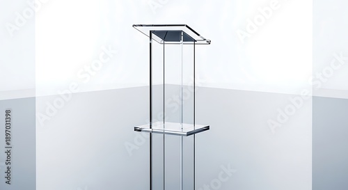 Modern glass lectern with sleek design for presentations