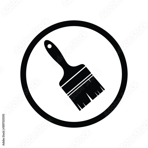 Black paintbrush icon in a circle for painting and decorating services