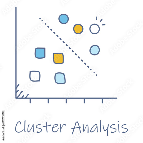 Hand Drawn Cluster Analysis Icon For Data Grouping Concept