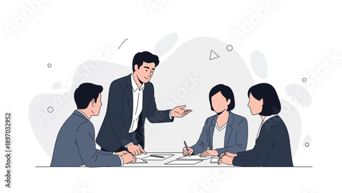 Business Meeting: Team Collaboration, Strategy Discussion, and Planning