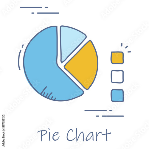 Hand Drawn Pie Chart Icon For Percentage Data Analysis