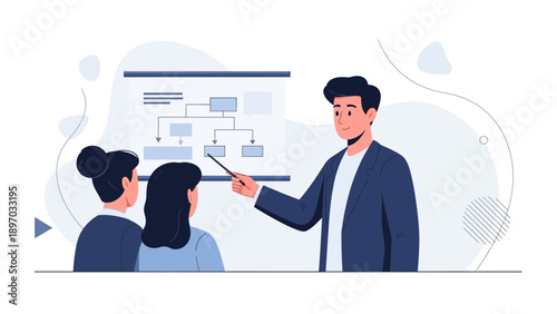 Business meeting with presentation chart, teamwork and strategy planning