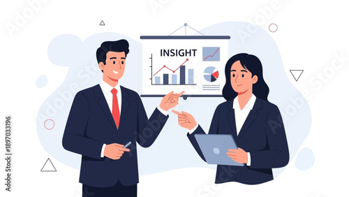 Business meeting with presentation of insights and data analysis