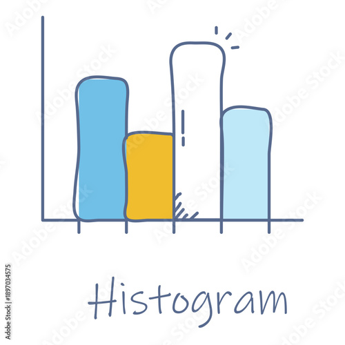 Hand Drawn Histogram Icon For Frequency Distribution And Data Analysis