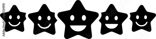 Five Star Rating System with Smiling Faces for Customer Review and Reputation Vector
