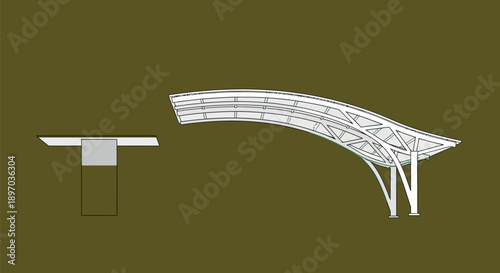 Professional stepwise architectural concept illustration Roof Canopy Development