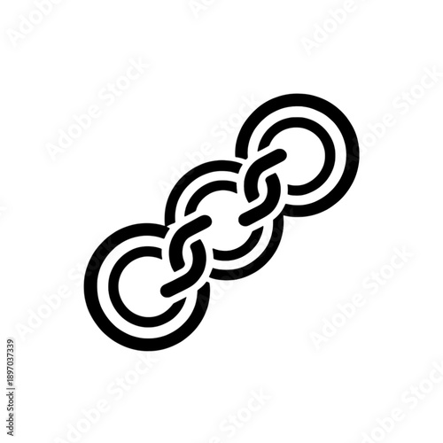 Line icon of three interlocking chain links.