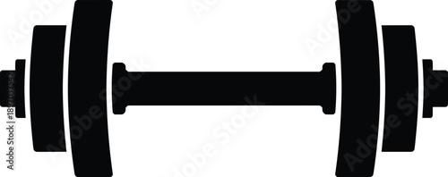 Dumbbell silhouette icon, gym fitness weight equipment, black shadow workout tool, strength training and bodybuilding concept, sport exercise symbol, vector illustration isolated