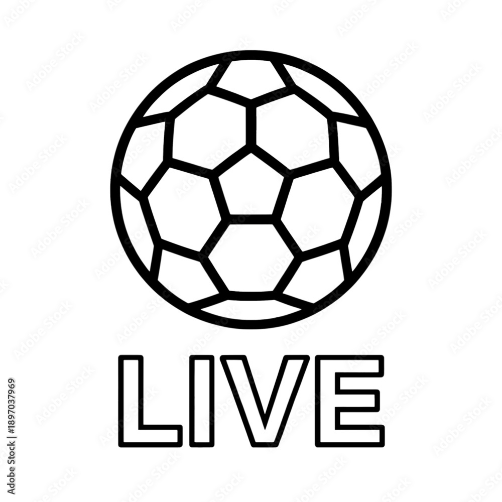 Fototapeta premium Soccer ball line icon with live text