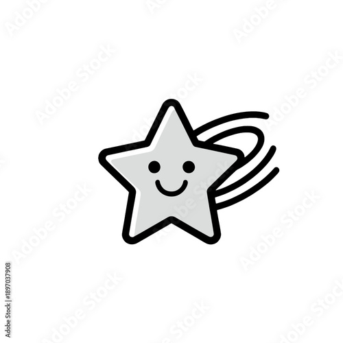 Smiling star icon with motion lines.