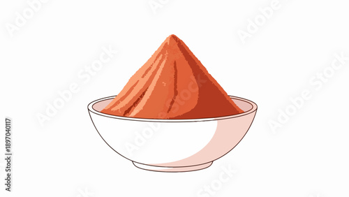 Orange powder in bowl, a conical heap of finely ground ingredient for culinary use. This vibrant powder in bowl adds color and rich flavor to many dishes, essential for cooking and baking.