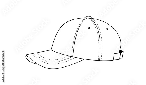 Flat baseball cap vector illustration isolated on white background for fashion design