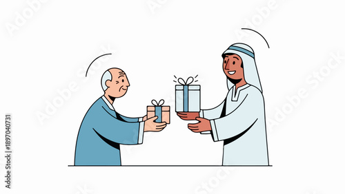 Senior hiking bridge illustration shows two elderly adults with backpacks on suspended path. Active senior hiking bridge journey represents resilience, outdoor adventure. Concept healthy aging,