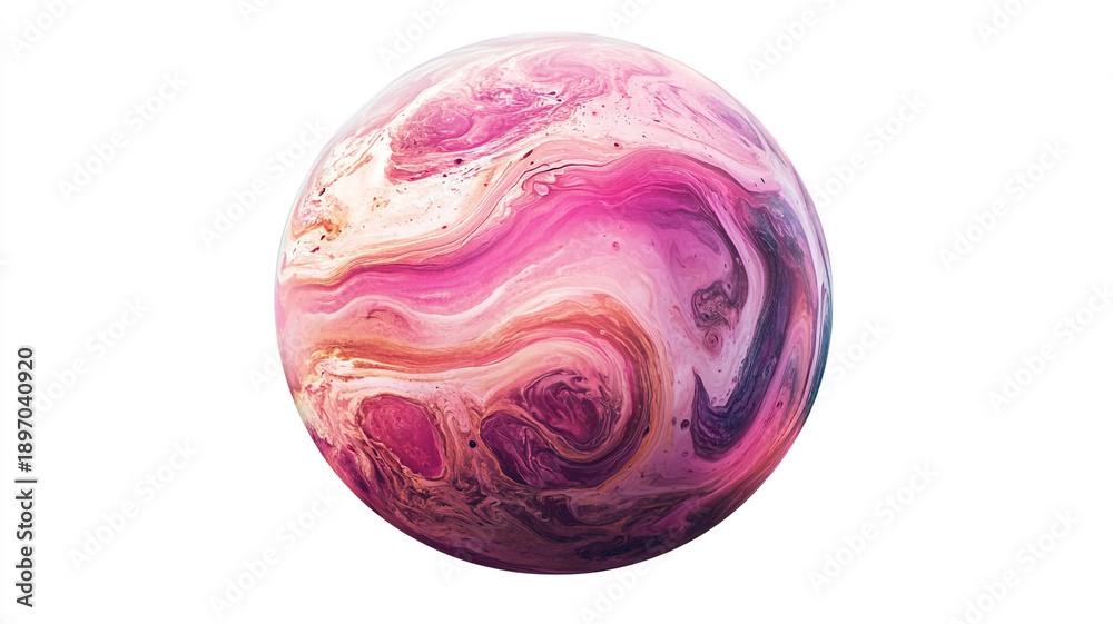Fototapeta premium A pink planet isolated on white background.