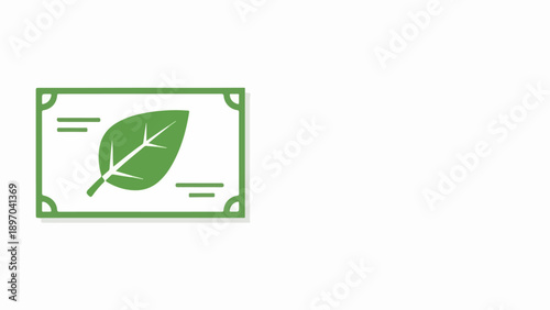 Green certificate illustration shows leaf symbol, representing eco investment. Green certificate signifies environmental sustainability, ethical finance, nature conservation.