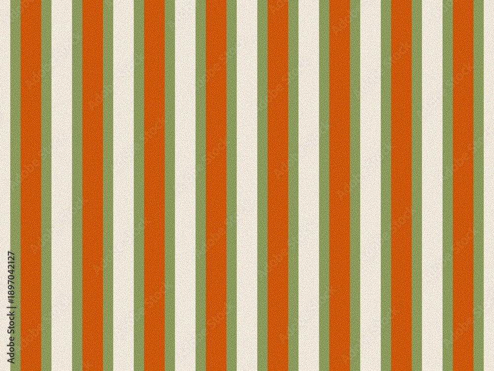 Obraz premium Textured orange green cream vertical stripe pattern.