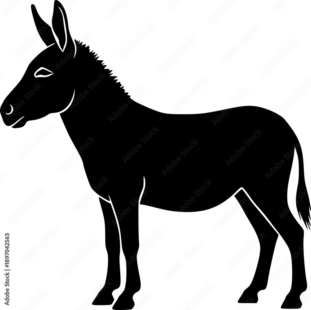 Obraz premium Simple donkey black silhouette vector flat illustration design