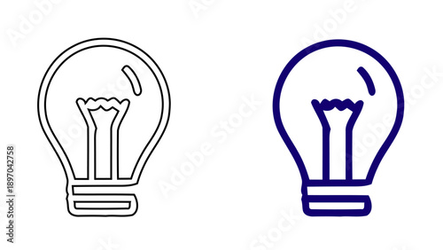 Light Bulb Icon  Creative Idea and Innovation Concept, Electric Lamp Energy Line and Solid Vector Illustration