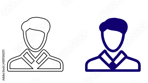 Masonic Member Icon  Freemason Officer with Regalia Collar, Male Avatar Line and Solid Vector Symbols