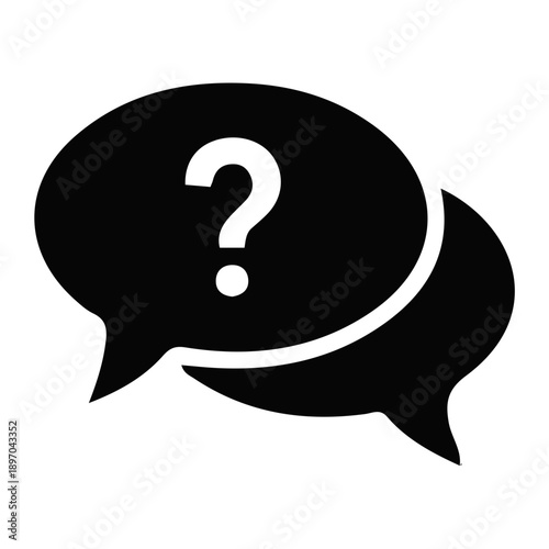 Question mark in speech bubbles icon symbol.