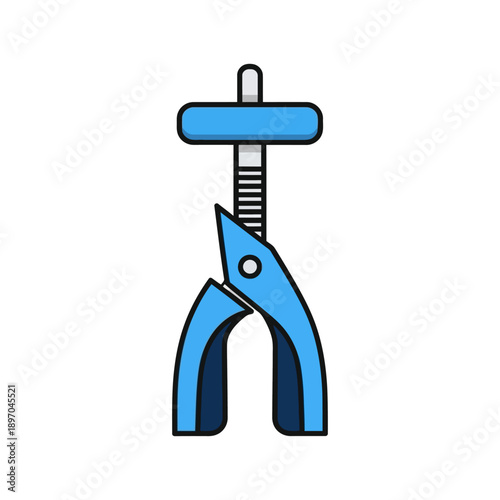 Blue staple remover with silver mechanism and blue on white background d