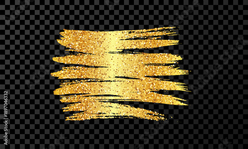 Gold brush stroke on white background